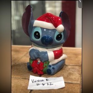 Disney LILO and STITCH Santa cookie jar . Ceramic Christmas decor ! 🌲🎅🏼